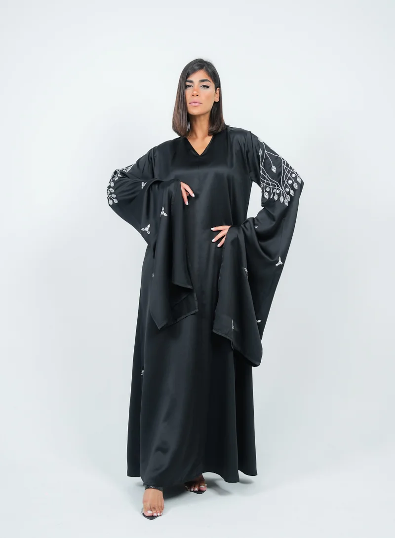 Black Dress With Long  Embroidery Sleeves design